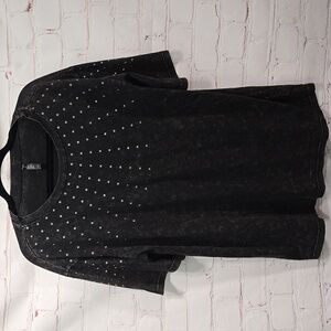 Two 2 Fly Black Studded Short Sleeved Oversized Womens Size S/M
